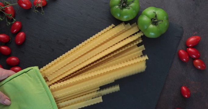 Raw reginette pasta