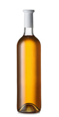 Bottle of tasty wine on white background