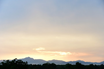 mountain views Sunset evening beautiful asia country tropical