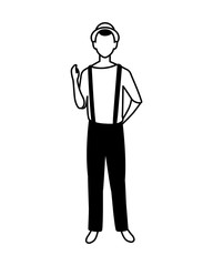 man standing faceless on white background