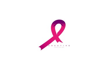 Pink Ribbon Modern Trendy Vector Illustration