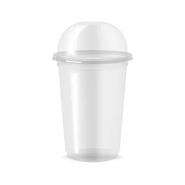 Premium Vector  Realistic clear plastic cup with dome lid and red straw