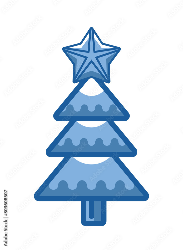 Poster merry christmas pine tree icon