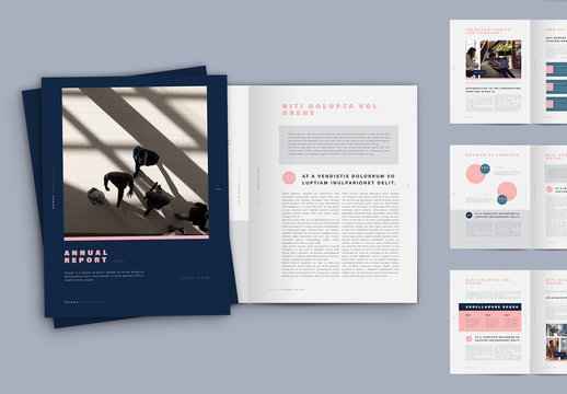 Blue and Pink Annual Report Layout