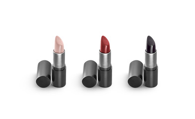 Fototapeta premium Blank beige, red and black opened lipstick tube mock up,