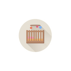 Baby bed icon. baby cradle icon. Flat illustration of baby bed colorful vector flat icon