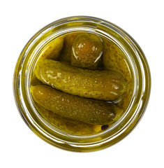 small pickled cucumbers isolated on white
