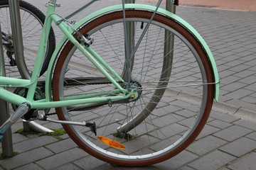 Obraz premium Bicycle rear wheel, kickstand