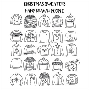  Christmas sweaters. hand drawn doodle