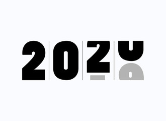 Happy New Year 2020 Text Design Background, Vector illustration.