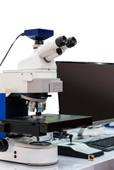 modern & high accuracy microscope during sample or specimen inspection for quality control in...