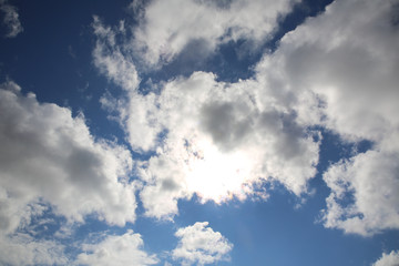 Obraz premium blue sky with cloud closeup . Blue sky and clouds background material. Blue sky with white clouds.