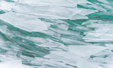 Broken ice on lake Balaton in Hungary, Europe