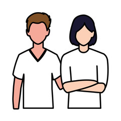 men faceless with different poses on white background
