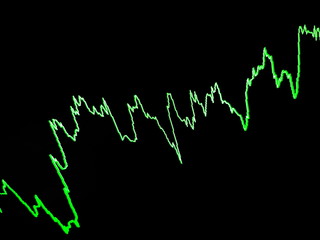 a linear graph of the growth and fall of sales in business on a black background