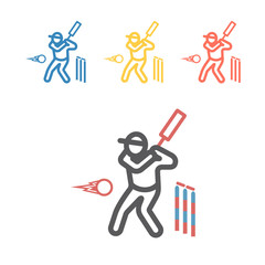 Cricket player line icon. Vector sport signs for web graphics.