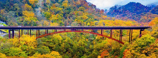 Autumn at kashiohashi bridge Fukushima Japan