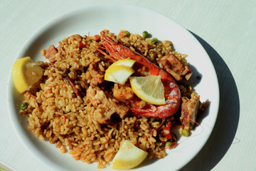 Plate with paella
