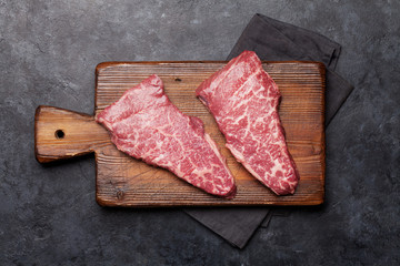 Raw marbled beef steak