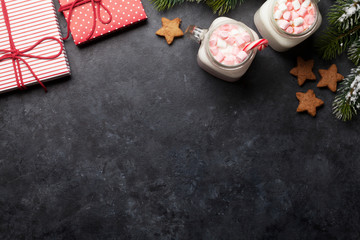 Traditional christmas cocktail with marshmallow