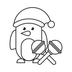 cute penguin with christmas hat character