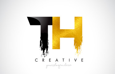 TH Letter Design with Brush Stroke and Modern 3D Look.