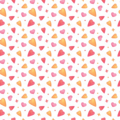 Seamless pattern of watercolor hearts for valentine day gifts, cards, wrapping paper