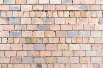 Texture of old long brick, seamless patern of clinker brick, multicolored old 19th century brick, ancient brick wall, graffiti Background