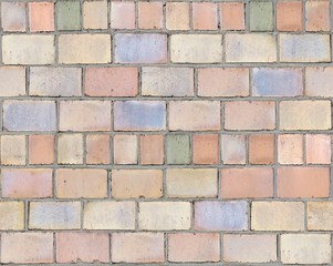 Texture of old long brick, seamless patern of clinker brick, multicolored old 19th century brick,...