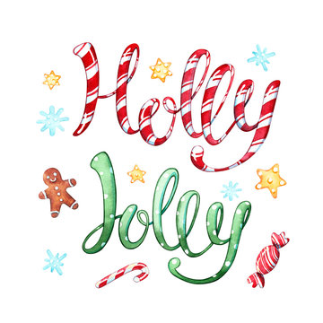 Holly Jolly Lettering With Christmas Sweets