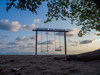 Rope swing on the beach of Koh Phangan