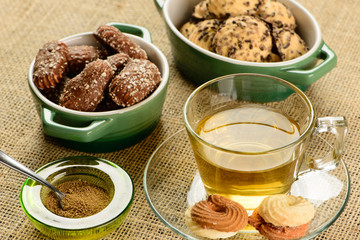 cup of fennel tea with crackers