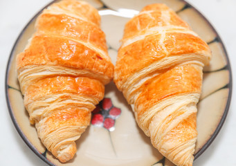 Plain croissant on white background - Image