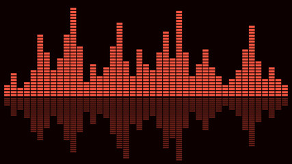 Sound wave. Audio equalizer. Musical concept. Detailed squares with reflection in water. Vector illustration.