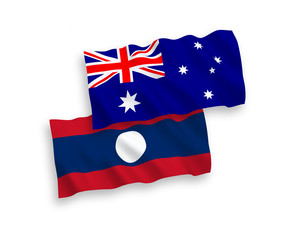 Flags of Australia and Laos on a white background