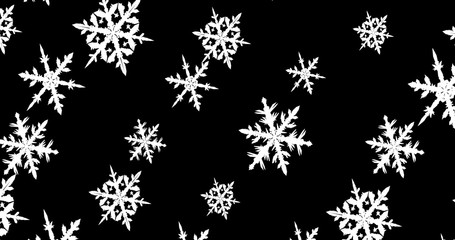 White snowflakes on black background. New year wallpaper. 3d render