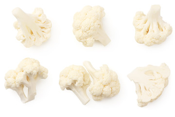 Cauliflower isolated on a white background. top view