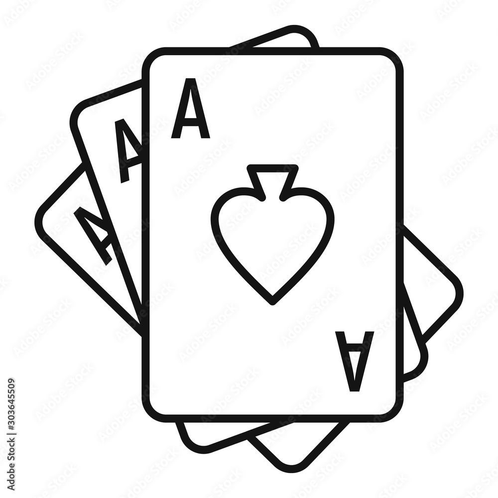 Wall mural Playing cards addiction icon. Outline playing cards addiction vector icon for web design isolated on white background