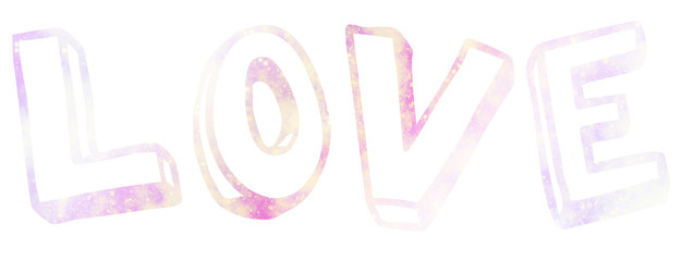 Love text illustration with galaxy texture for valentine day