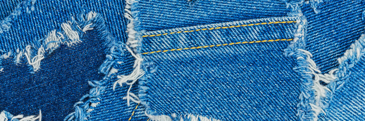 Denim blue jeans fabric banner background
