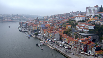 Fototapeta na wymiar Aerial view over the city of Porto and River Douro - travel photography