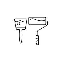 paint brush and roller - minimal line web icon. simple vector illustration. concept for infographic, website or app.