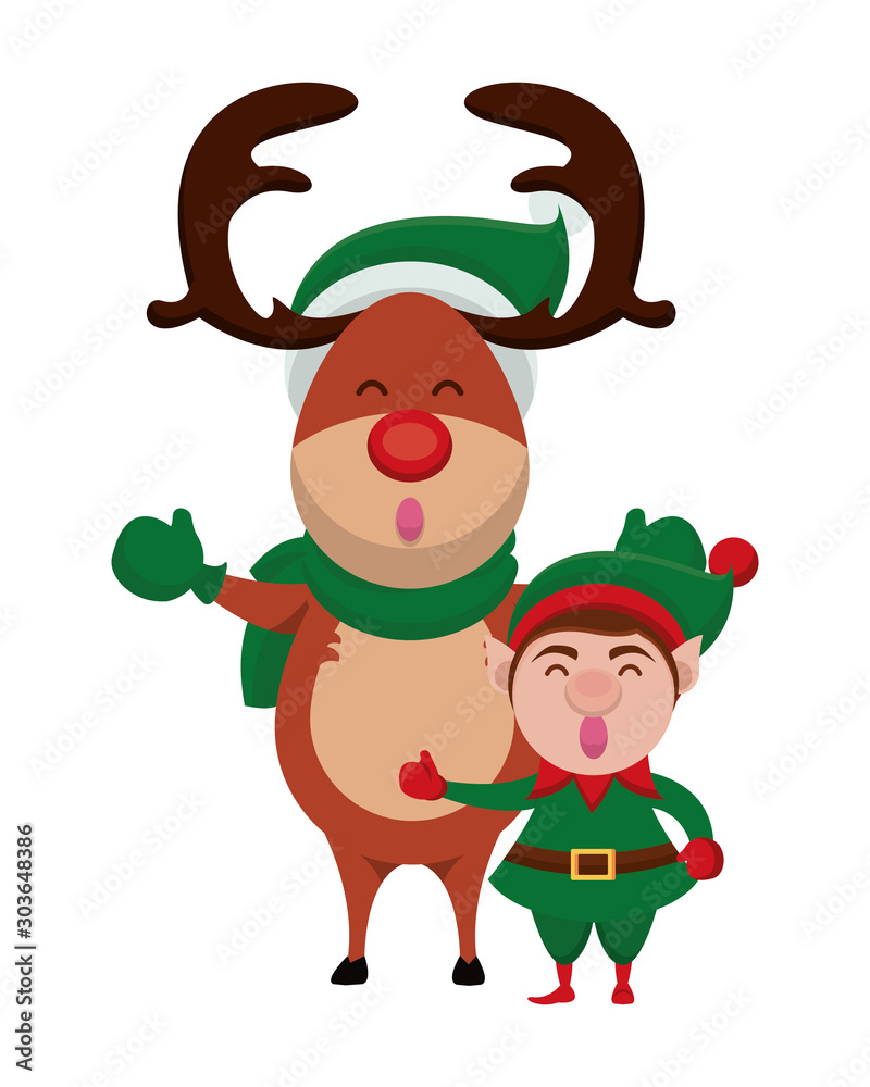 Poster happy merry christmas reindeer character