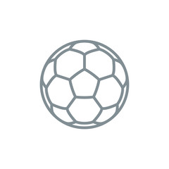 Thin contour lines icon soccer ball for playing football isolated on white background. Modern design minimalistic style black and white outline sign classic leather soccer ball.