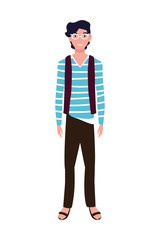 young man standing on white background