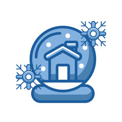 merry christmas crystal ball with house