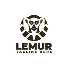 Lemur Head & Tail Logo Vector Icon Illustration