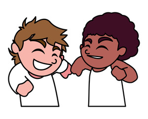 boys smiling on white background