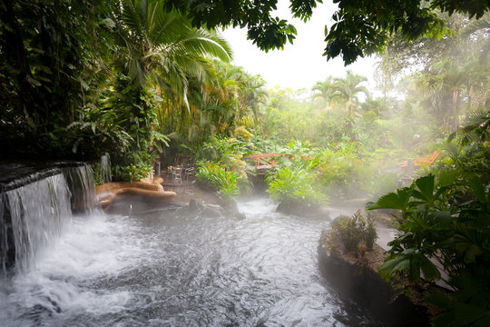 A misty hot spring