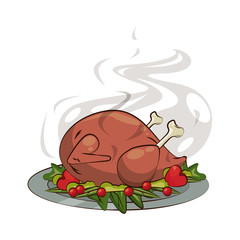 delicious turkey cooking and vegetables thanksgiving food